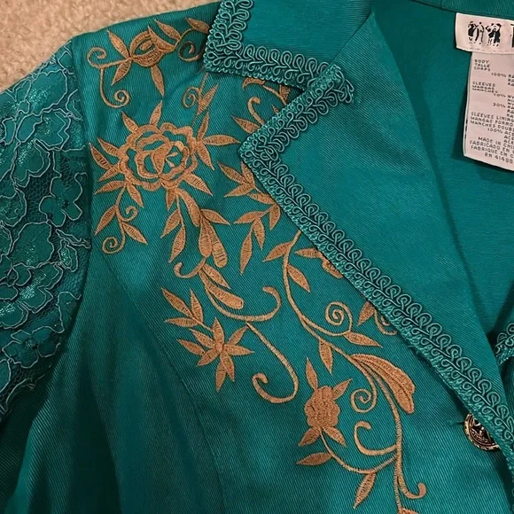 Vintage Together turquoise two-piece pantsuit size 4 - Picture 6 of 16